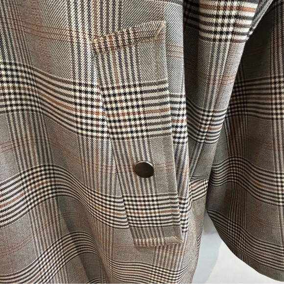 CABBEEN Sz 48 Plaid Hooded Pockets Embroidered Back Snaps Closure Jacket - Picture 2 of 16